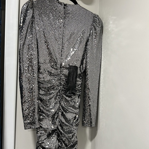 BCBG Maxazria Long Sleeve Metallic Cocktail Dress - Picture 9 of 9